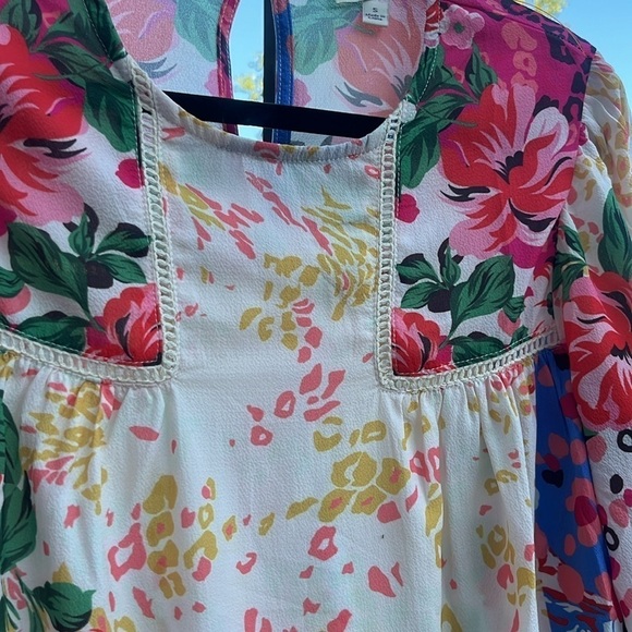 Umgee Mixed Print Crochet Ruffle Dress size Small bohemian summer - Picture 8 of 13